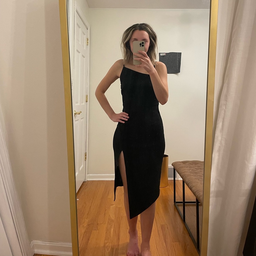 Black Asymmetrical Dress with Slit